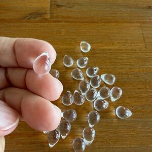 25 Clear Teardrop Pressed Glass Beads for Jewelry Craft Making